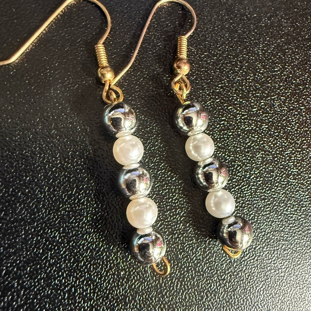 2 for $4 Elegant Silver and Pearl Beaded Earrings